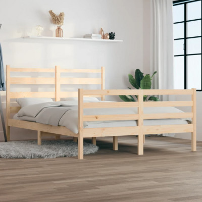 vidaXL Cadru de pat, 140x200 cm, lemn masiv de pin foto