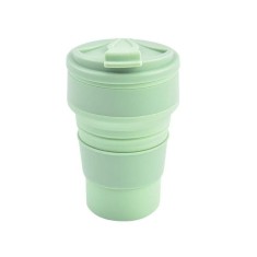 Pahar pliabil din silicon eMazing, pentru calatorii, camping, 350 ml, 8.2x6.3x9.1 cm, verde