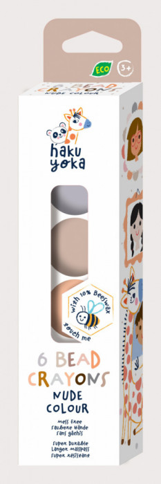 Set de 6 creioane cerate in forma de margele, Haku Yoka - culori Nude