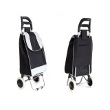 Cumpara ieftin Carucior pentru cumparaturi, cu doua roti din plastic, cadru metalic, margine de sprijin, negru