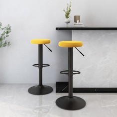 vidaXL Scaune de bar, 2 buc., galben mu?tar, catifea foto