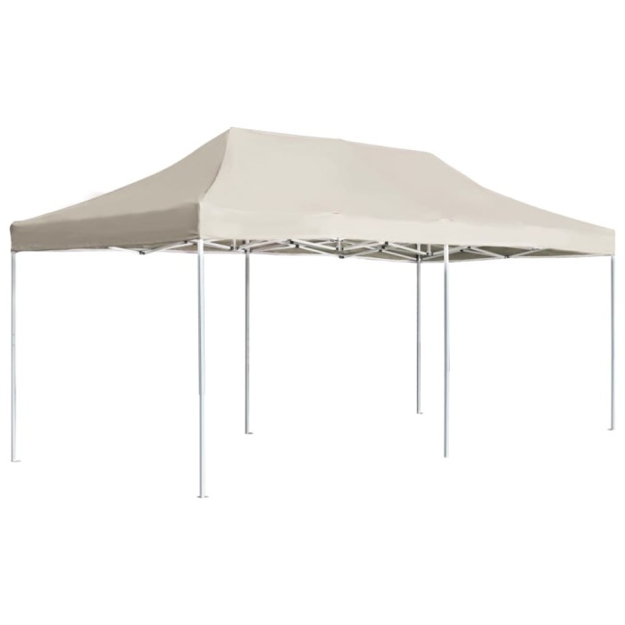 Cort de petrecere pliabil profesional, crem, 6 x 3 m, aluminiu