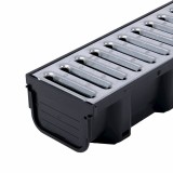 Canal Drenaj ZMM Maxpol cu Gratar Otel Zincat 100x11.4x7.8cm, A15, Iesire Verticala 75/110mm, Montaj Rapid