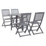 VidaXL Set mobilier de grădină, 5 piese, gri, lemn masiv de acacia