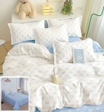 Lenjerie Pat Bumbac 4 Piese Alb 160x200 cm - Set de Pat