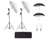 Cumpara ieftin Kit de 4 umbrele alb-negru, 2 trepiezi reglabili 200 cm, 2 becuri 45W, geanta de transport inclusa, Dactylion