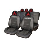 Set Huse Scaune Universale Din Piele Ecologică Si Alcantara Personalizate Cu Mitsubishi, Negre
