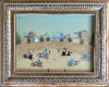 Polo călare (chaugan), pictură pe sticlă, peisaj arab - ramă cu sidef, Scene gen, Ulei, Miniatural