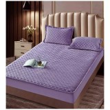 Cumpara ieftin Husa de Saltea Tip Topper cu Elastic + 2 Fete de Perna Catifea, Mov 160x200- JO992