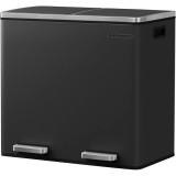 SONGMICS Cos de gunoi din inox cu 2 compartimente colectare selectiva, cu galeti interioare, 2x24 litri, negru Household NewTrend