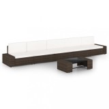 vidaXL Set mobilier de grădină cu perne, 6 piese, maro, poliratan