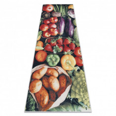 ANDRE 1711 covor lavabil Fructe si legume, bucatarie, anti-alunecare - verde, 80x200 cm