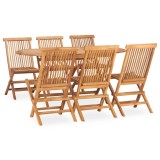 VidaXL Set mobilier de exterior pliabil, 7 piese, lemn masiv de tec