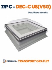 Fereastra cu cupola Tip C pentru acoperis terasa Fakro, model DEC-C U8(VSG) cu deschidere electrica foto