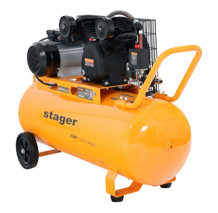 Stager Air 32C100 compresor aer, 100L, 10bar, 324L/min, monofazat, angrenare curea ProAdvanced PowerfulTools