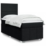 VidaXL Pat box spring cu saltea, negru, 80x200 cm, textil