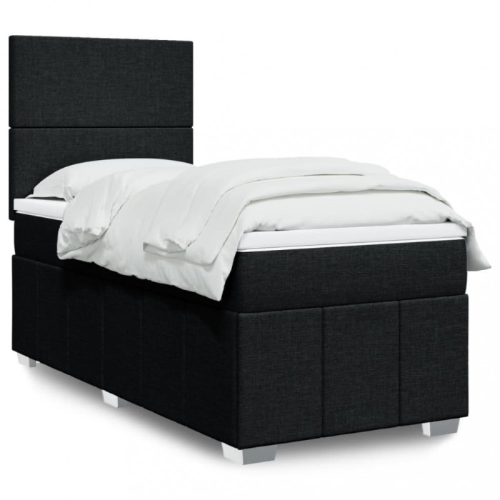 vidaXL Pat box spring cu saltea, negru, 100x200 cm, textil 3293874