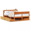 VidaXL Cadru pat fără saltea, maro ceruit, 135x190 cm, lemn masiv pin 3306398