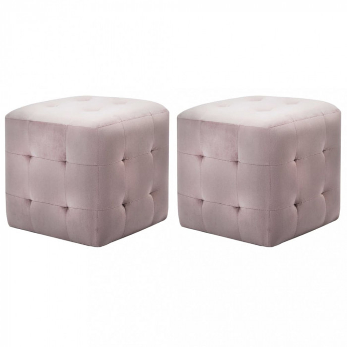 vidaXL Taburet, 2 buc., roz, 30 x 30 x 30 cm, țesătură din catifea
