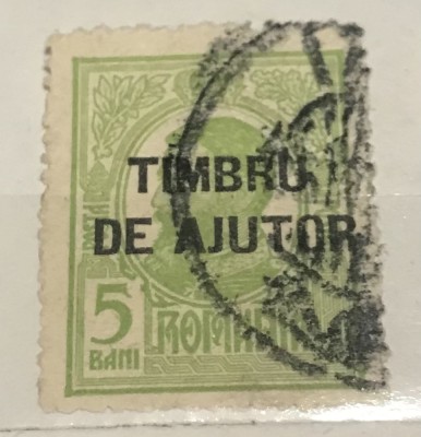 Timbre Romania Timbru Supratipar Timbru de ajutor 5 Bani Carol 1 foto