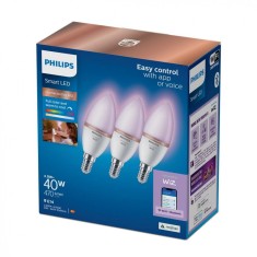 3 Becuri LED RGB inteligente Philips Candle C37, Wi-Fi, Bluetooth, E14 ,4.9W foto