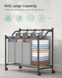 Cumpara ieftin Organizator cu roti pentru baie, Songmics, 4 x 35L, 87.5 x 38.5 x 67 cm, LSF005, Gri