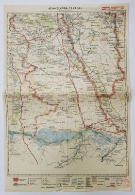 HARTA ZONEI SLATINA - CARACAL , LITOGRAFIE DE M.D. MOLDOVEANU , 1936, POLICROMA foto