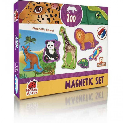 Set magnetic Animale de la Zoo cu Plansa magnetica inclusa, 19 piese Roter Kafer RK2090-02 foto
