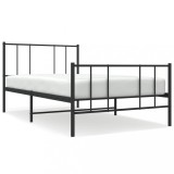 Cumpara ieftin Cadru pat metalic cu tablii de cap/picioare, negru, 100x200 cm