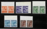 ROMANIA 1937 Jocurile Balcanice - serie nedantelata 5 timbre in perechi MNH, cu margine sau colț de coală. Tiraj 200 serii.