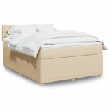 vidaXL Pat box spring cu saltea, crem, 140x200 cm, textil 3287463
