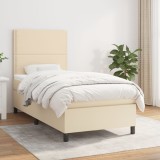 Cumpara ieftin Pat box spring cu saltea, crem, 90x200 cm, textil