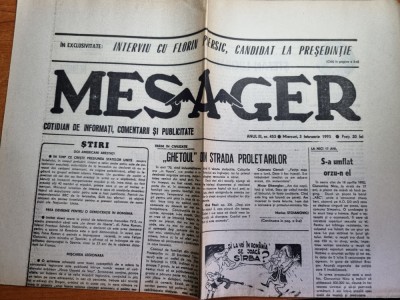ziarul mesager 3 februarie 1993-interviu cu florin piersic foto