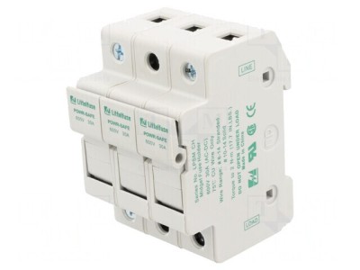 Clemă siguranțe cilindrice 10x38mm pentru șină DIN 30A 600V foto