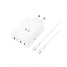 Incarcator pentru Priza USB, 3x Type-C, Fast Charging, 100W + Cablu Type-C - Hoco Leader (N31) Alb