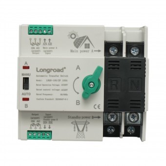 Comutator ATS 220V monofazat, separator automat de la panouri fotovoltaice la retea LRQ5-100/2P 100A Longroad foto
