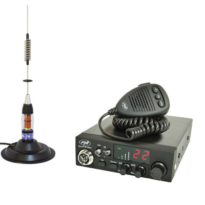 Pachet statie radio CB PNI ESCORT HP 8024 ASQ, 12-24 V, 40 canale,4W + Antena CB PNI ML70 cu magnet foto