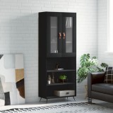 VidaXL Dulap &icirc;nalt, negru, 69,5x34x180 cm, lemn compozit