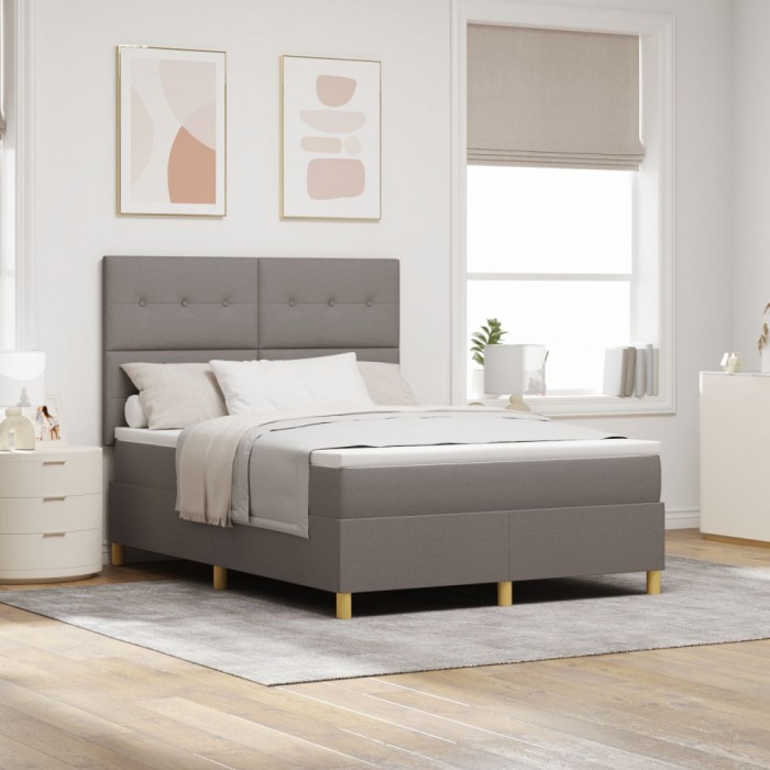 Pat cu saltea vidaXL Taupe 160x200 cm Fabric