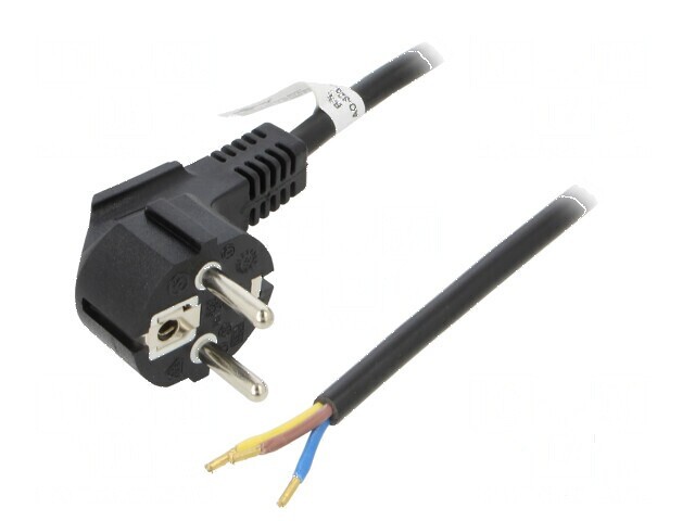 Cablu CEE 7/7 (E/F) ştecăr &icirc;n unghi 1,5m PVC negru