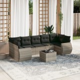 Gossi set mobilier de gradina cu perne, 8 piese gri deschis poliratan