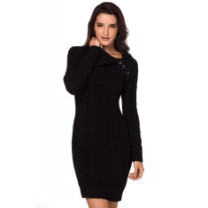G687-1 Rochie bodycon, model tricotat si guler lat