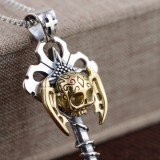 Cumpara ieftin LantiE or din Argint 925 cu Pandantiv , zViking Skull Axe, , Topor Nordic cu Craniu Gravat E i Cruce