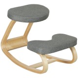 HOMCOM Scaun ergonomic cu genunchiere din lemn cu balans, corectează postura, ideal birou acasă, gri, dim. 50x73x55 cm | Aosom Romania