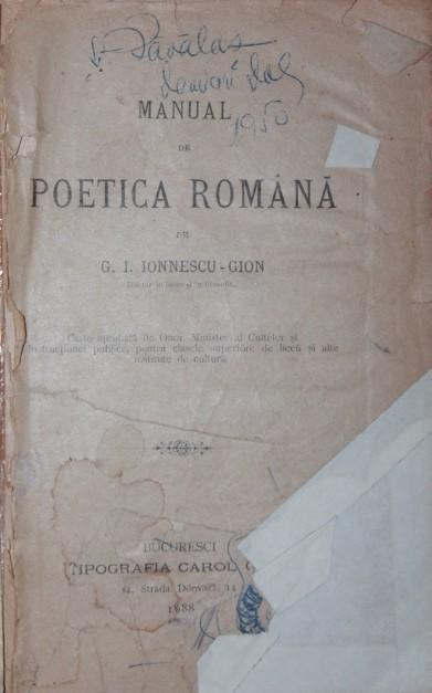 MANUAL DE POETICA ROMANA, 1888