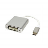 Adaptor USB tip C tata la DVI-D mama, Bleu jour, 10 cm, Alb/Gri