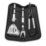 Set ustensile Grunberg pentru gratar, inox, 3 piese, husa inclusa