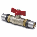 Robinet Sferic Pressfitting 16mm, Alamă Roșie, M&acirc;ner Fluture