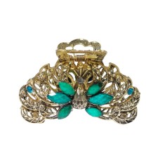 Clama de par in forma de Paun, Vintage, 7 cm, Turcoaz, 85BJ