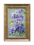Cumpara ieftin Tablou pictat manual inramat, Clematite, 32x22cm ulei panza, Mircea Iordache